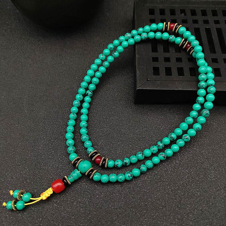 Buddha Stones Tibetan Turquoise Healing Mala Bracelet Mala Bracelet BS 10