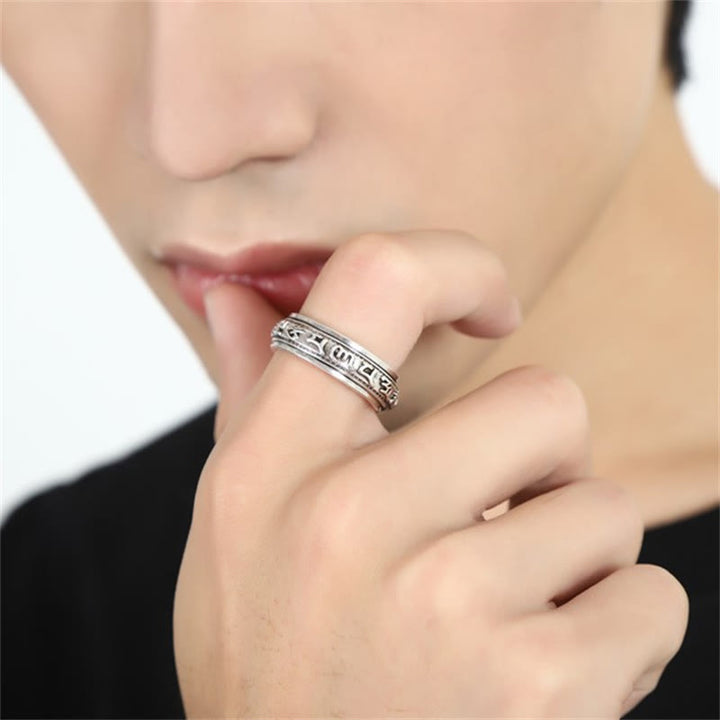 Tibetan mantra Pixiu rotatable ring — view 7