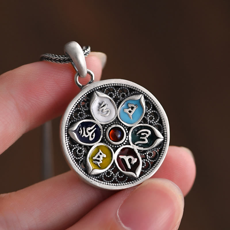 Buddha Stones Tibetan Om Mani Padme Hum Purity Necklace Pendant Necklaces & Pendants BS 3
