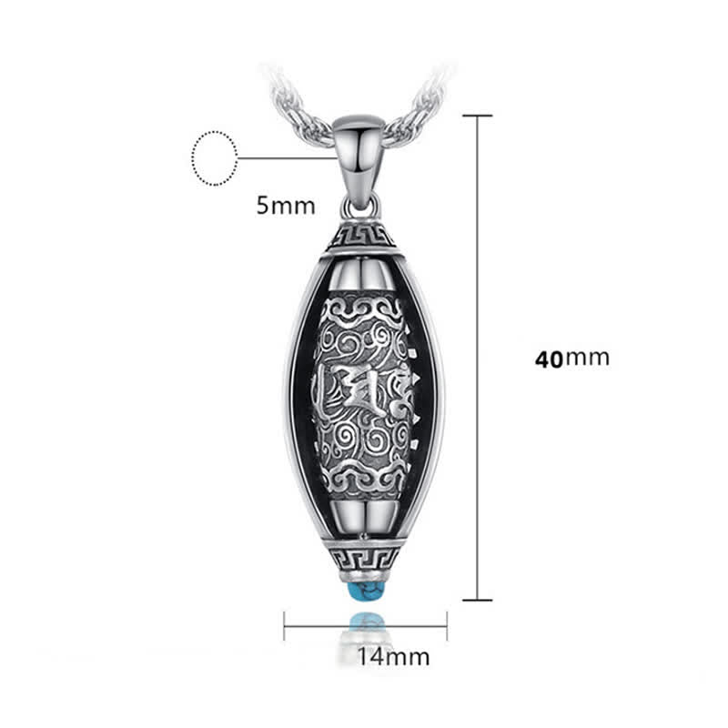 Buddha Stones Tibet Om Mani Padme Hum Protection Necklace Rotatable Pendant Necklaces & Pendants BS 9
