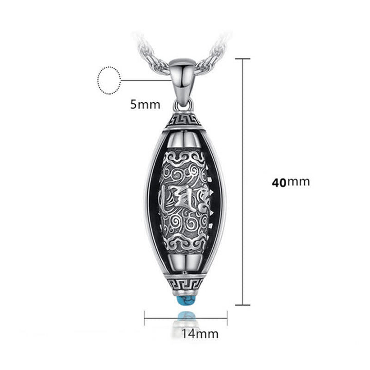 Buddha Stones Tibet Om Mani Padme Hum Protection Necklace Rotatable Pendant Necklaces & Pendants BS 9