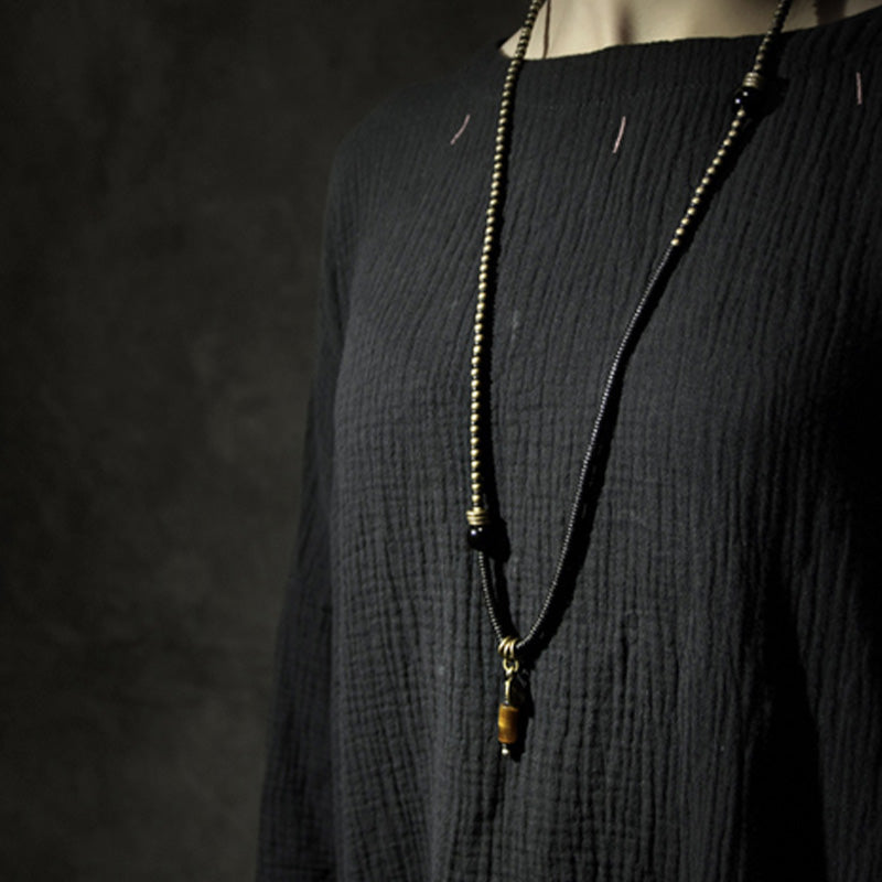 Ebony wood Dzi bead and copper bracelet — view 5