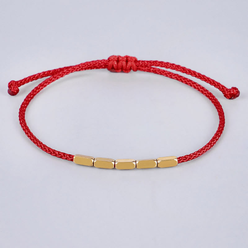 Copper bead braided cord bracelet — view 3