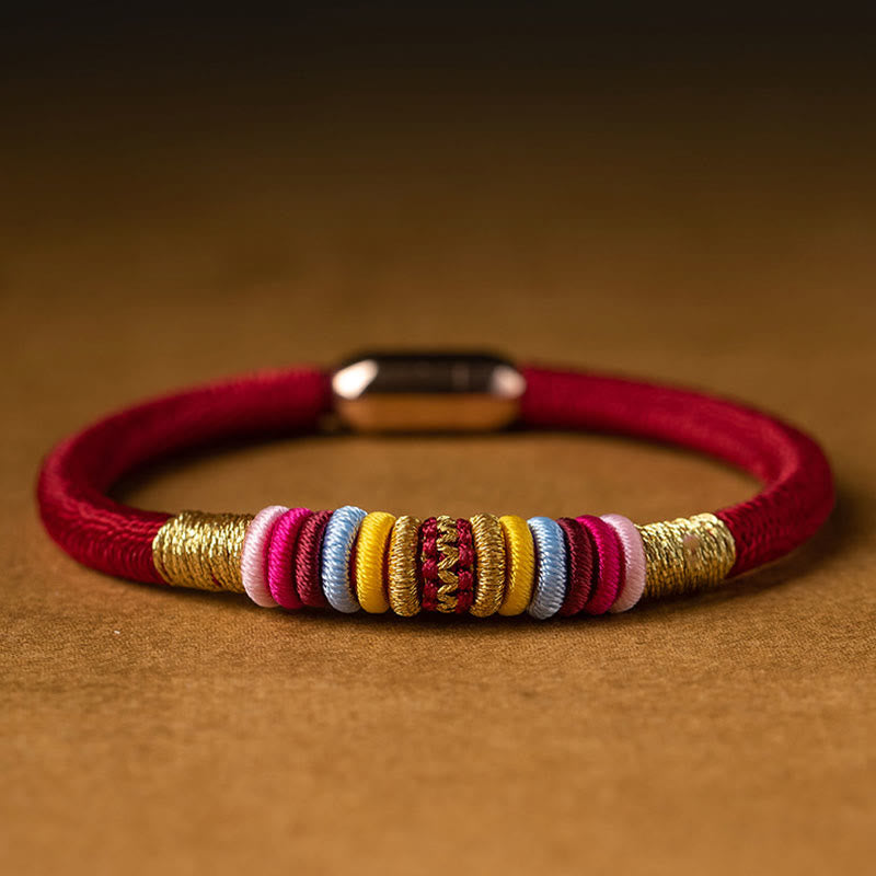 Buddha Stones Tibetan Handmade King Kong Knot Protection Magnetic Buckle Braided Bracelet Bracelet BS 5