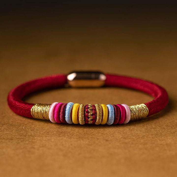 Buddha Stones Tibetan Handmade King Kong Knot Protection Magnetic Buckle Braided Bracelet Bracelet BS 5