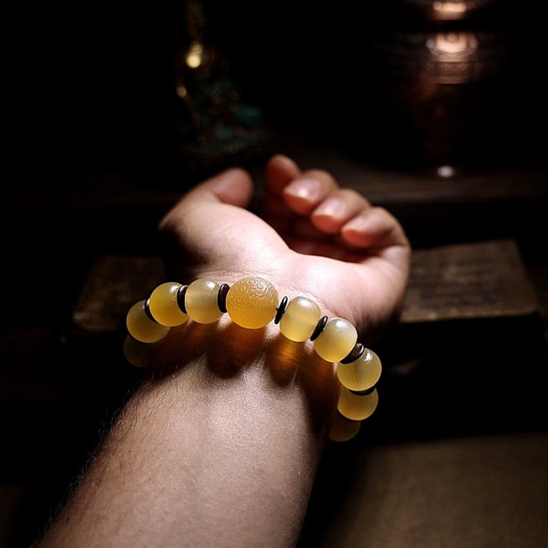 Tibetan sheep horn and silver mantra bracelet — view 11