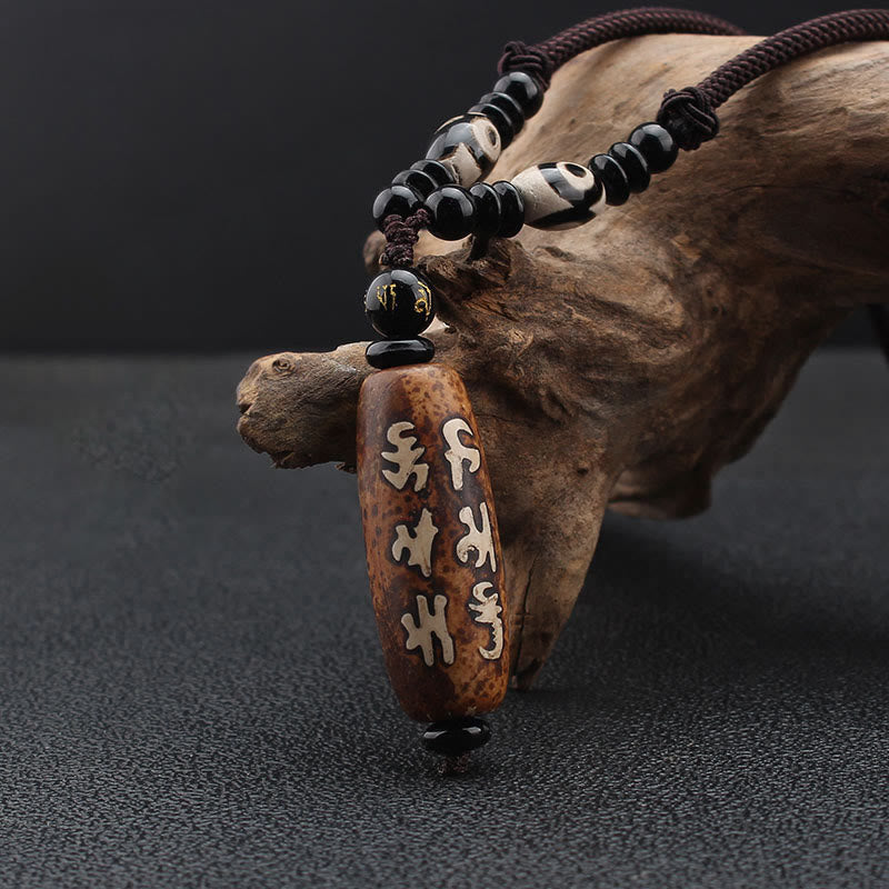 Tibetan Dzi bead Avalokiteshvara pendant — view 2