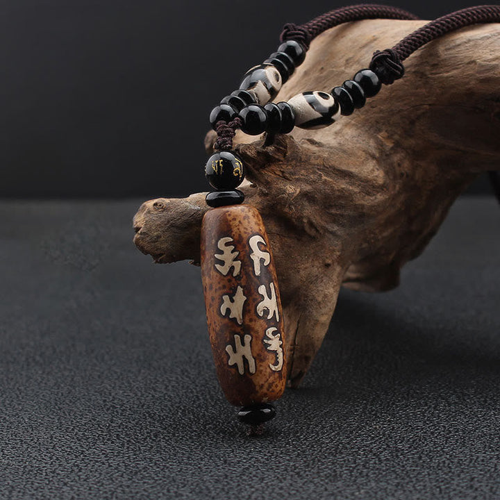 Tibetan Dzi bead Avalokiteshvara pendant — view 2