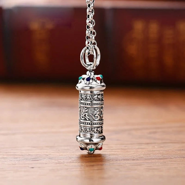 Om Mani Padme Hum silver-plated pendant necklace — view 1
