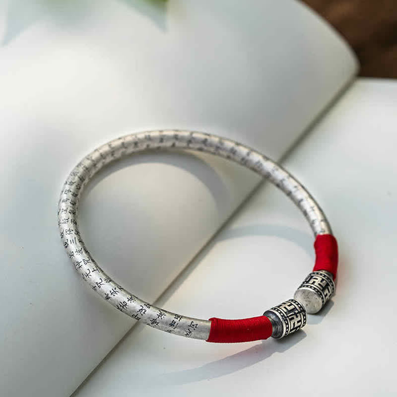 Tibetan mantra red string bangle — view 7