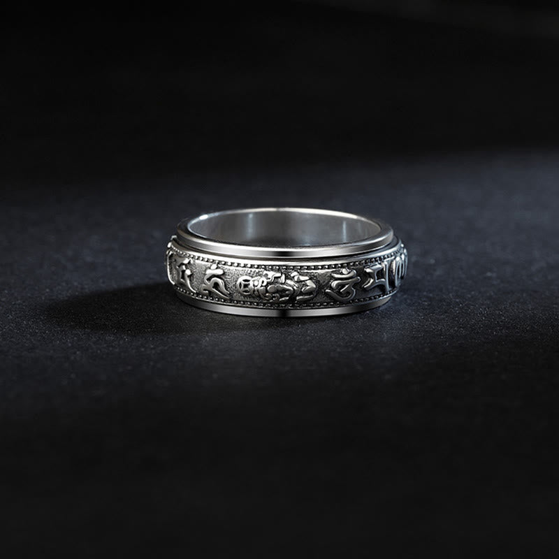 Tibetan mantra Pixiu rotatable ring — view 2