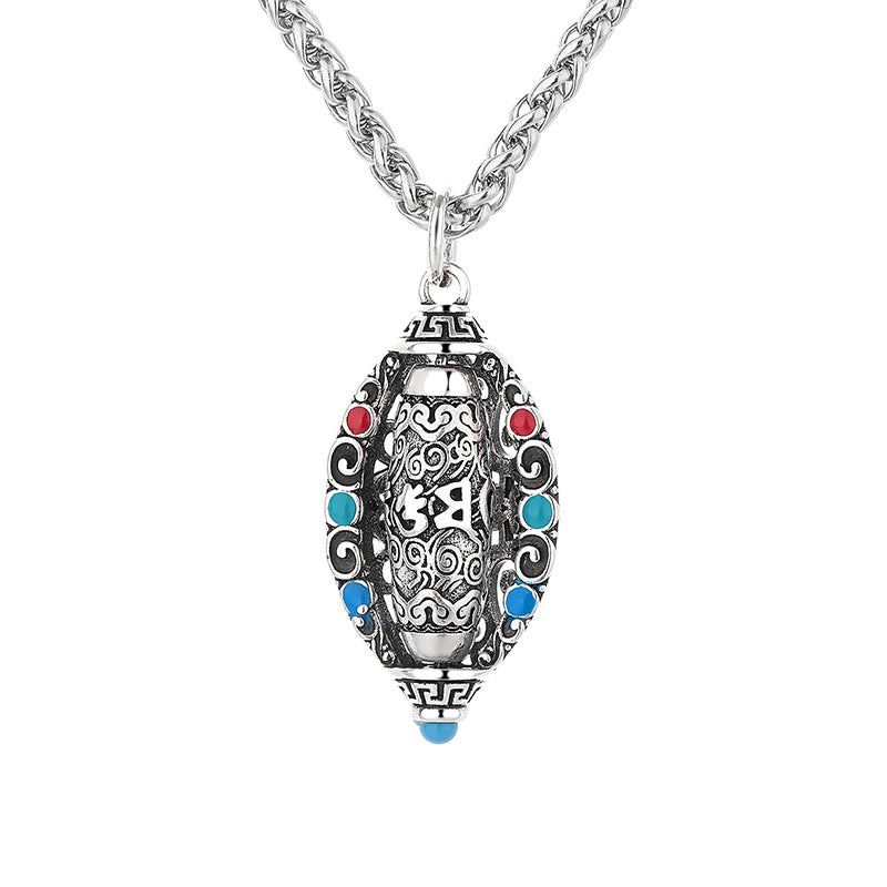 Buddha Stones Tibetan Om Mani Padme Hum Purity Rotatable Necklace Pendant Necklaces & Pendants BS 3