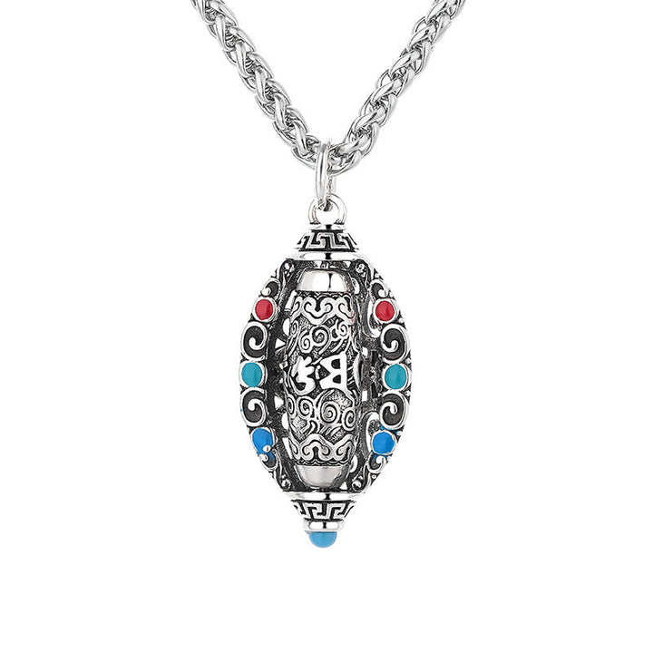 Buddha Stones Tibetan Om Mani Padme Hum Purity Rotatable Necklace Pendant Necklaces & Pendants BS 3