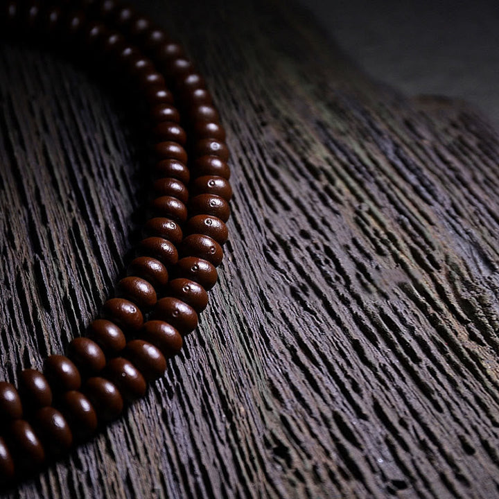 Purple Bodhi seed and Dzi bead mala bracelet — view 8