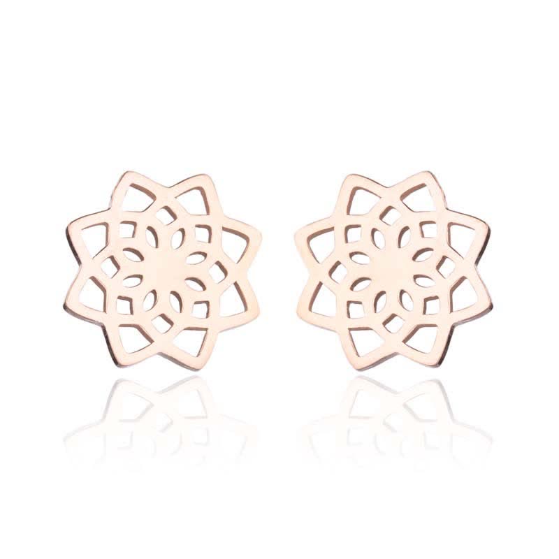 Lotus pattern titanium steel stud earrings — view 5