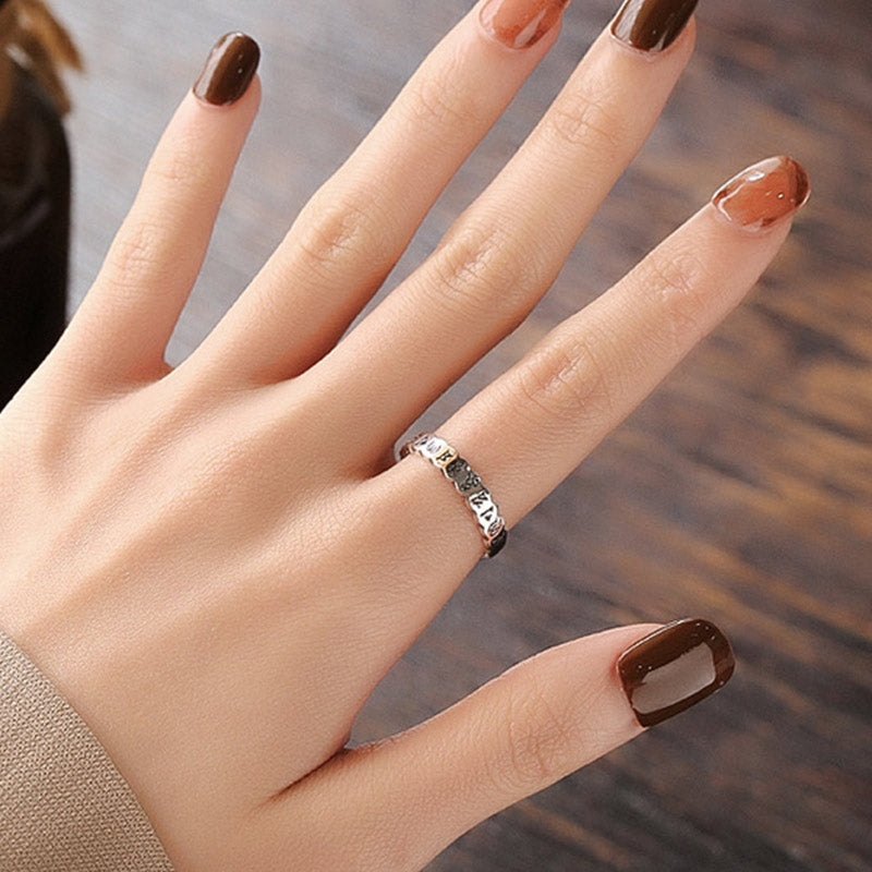 925 Sterling Silver Six True Words Calm Wisdom Ring
