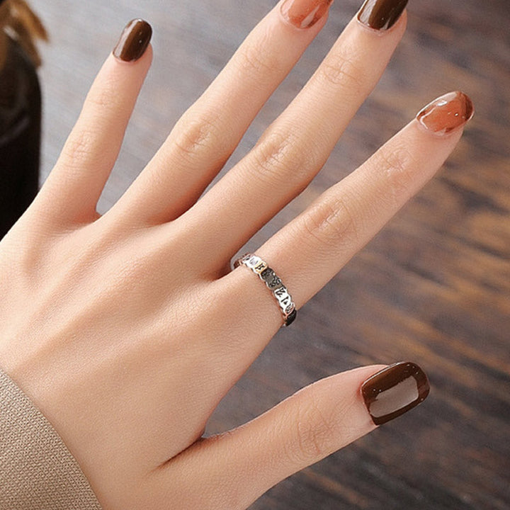 925 Sterling Silver Six True Words Calm Wisdom Ring
