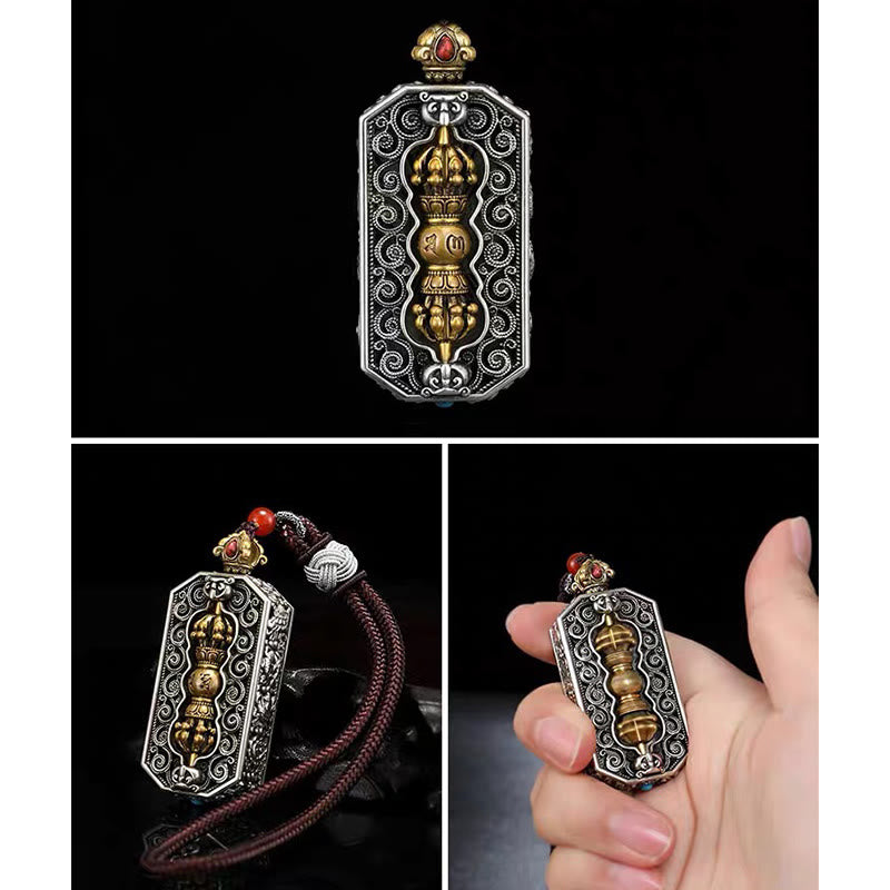 Rotating Dorje and lotus mantra pendant — view 8