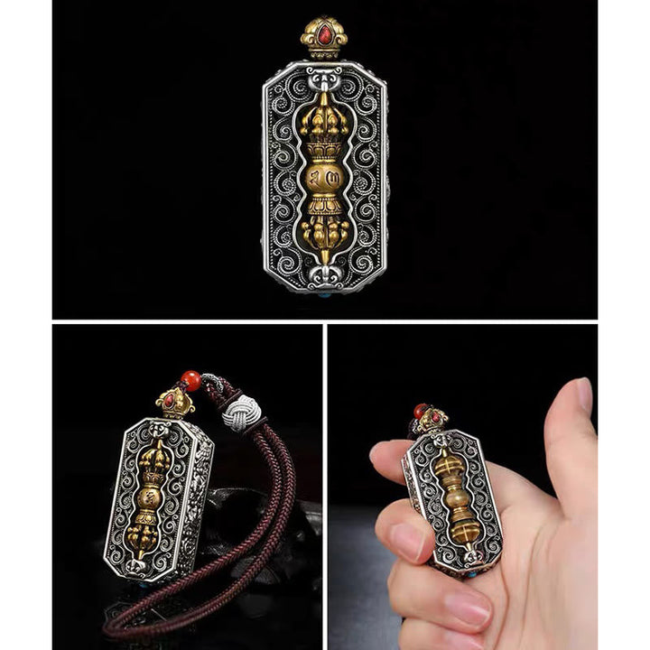 Rotating Dorje and lotus mantra pendant — view 8