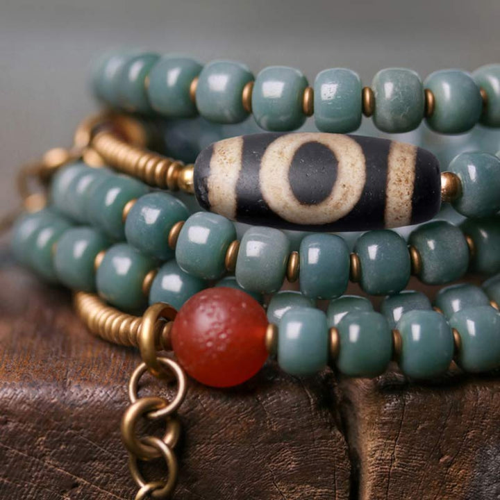 Bodhi seed and Dzi bead mala bracelet — view 7