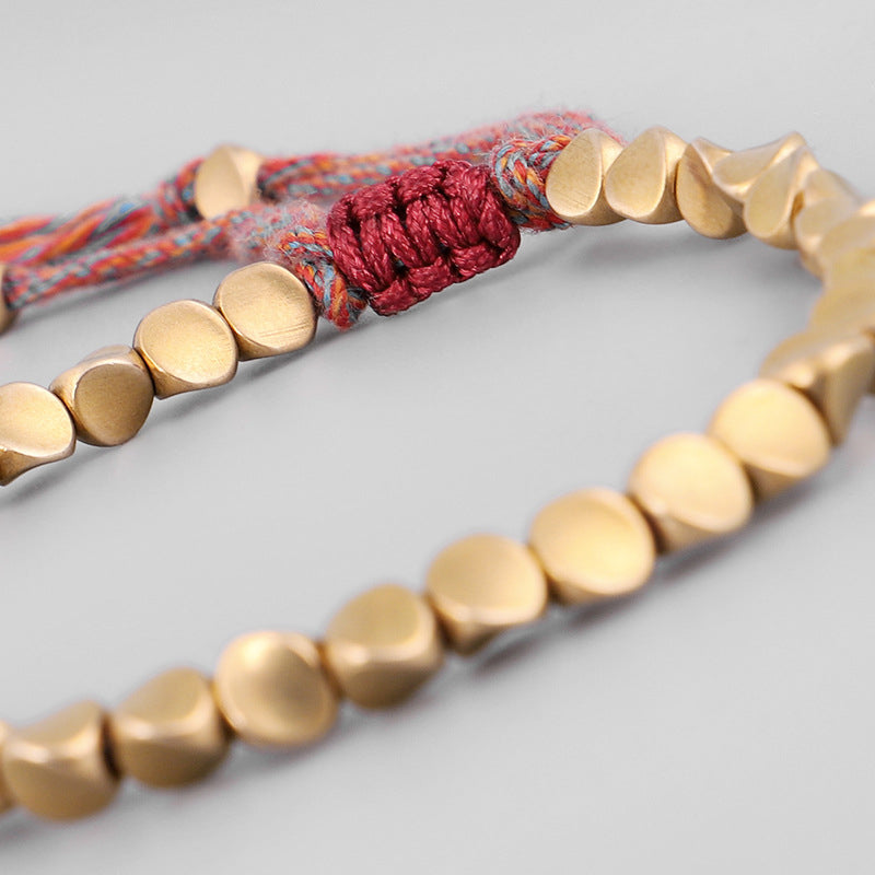 Tibetan copper bead cord bracelet — view 17