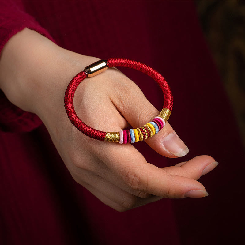 Buddha Stones Tibetan Handmade King Kong Knot Protection Magnetic Buckle Braided Bracelet Bracelet BS 7