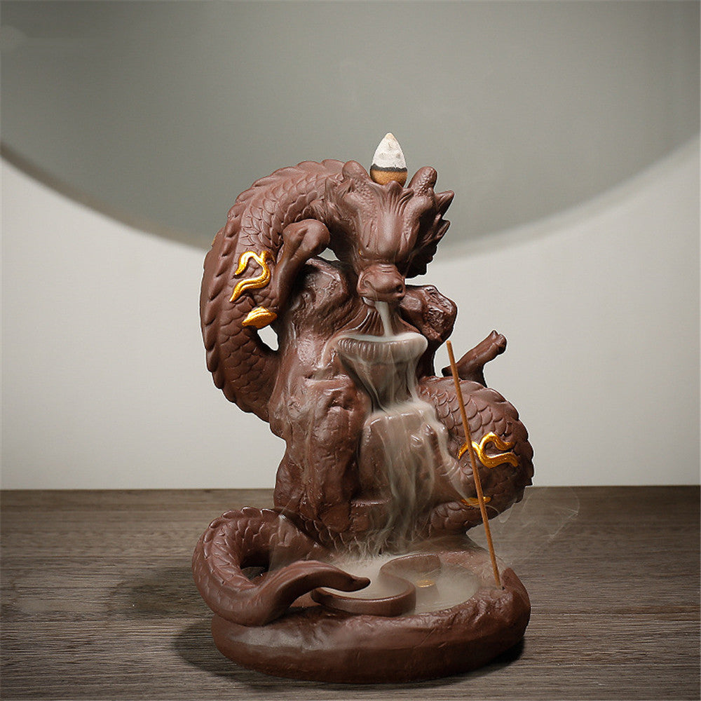 Backflow Incense Burner Dragon Incense Stick Holder Smoke Waterfall Aromatherapy Furnace Home Decor Censer