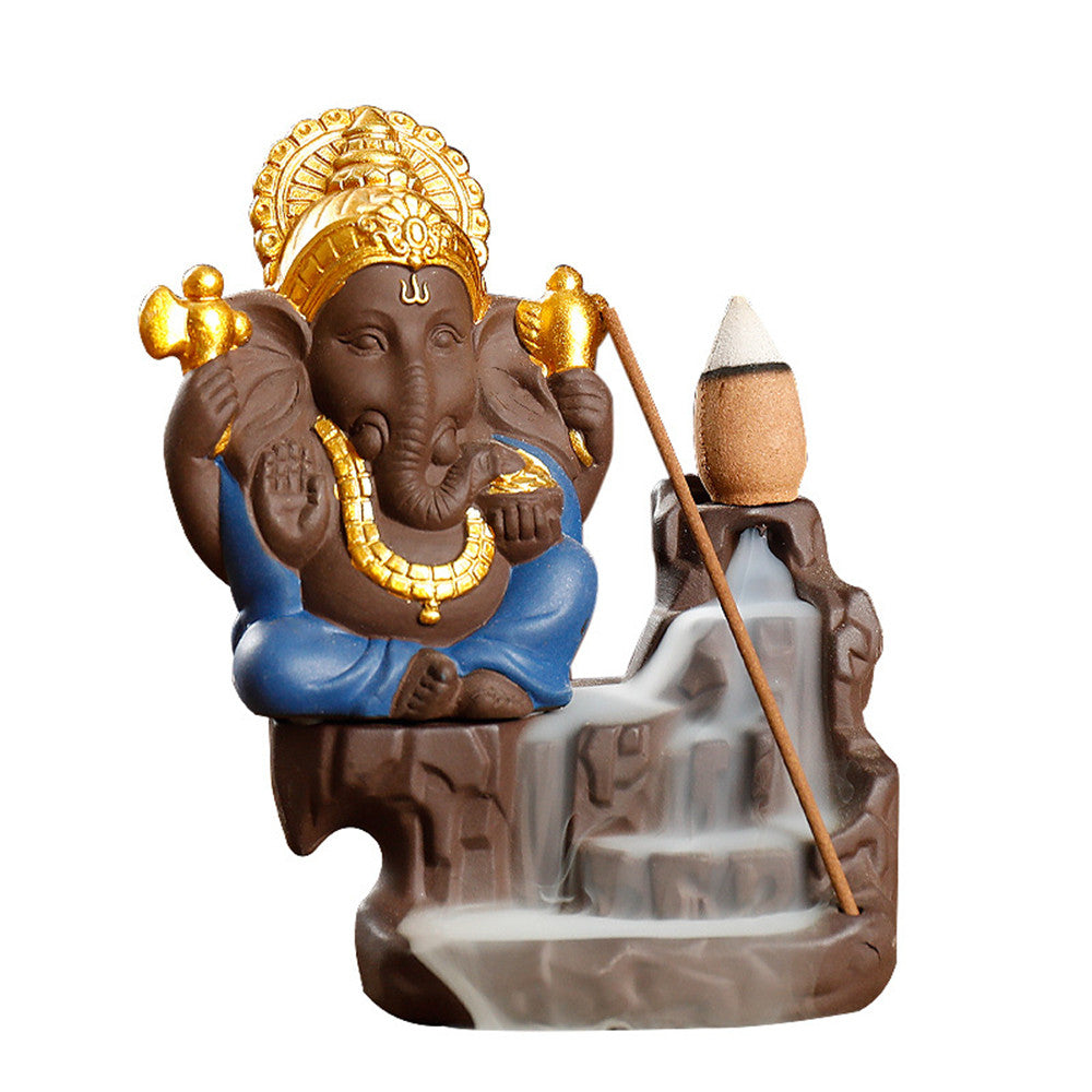 Ganesha Backflow Incense Burner Elephant God Incense Stick Holder