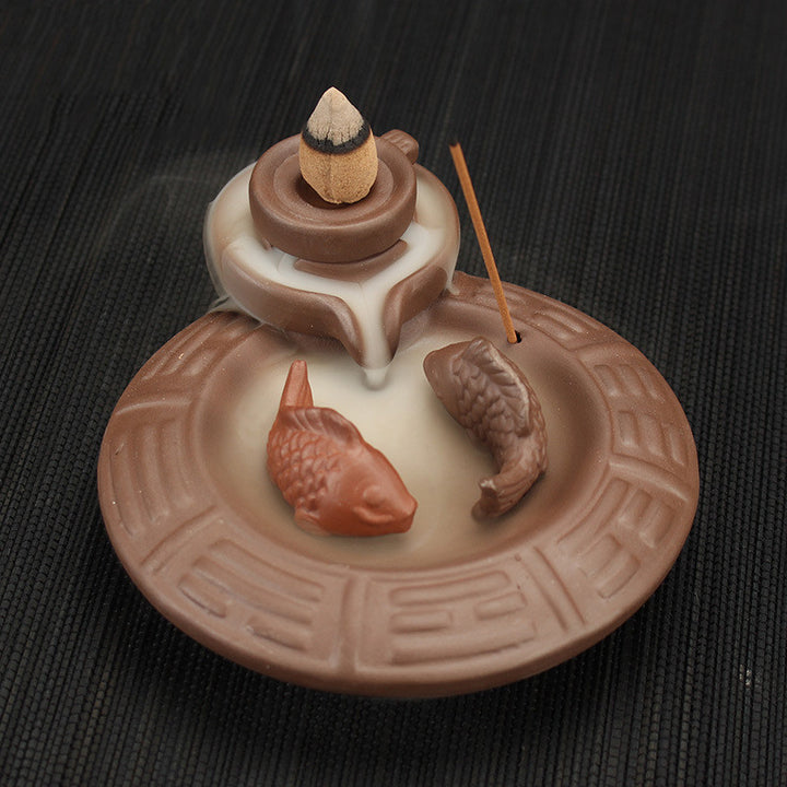Backflow Incense Burner Creative Ceramic Incense Stick Holder Aromatherapy Waterfall Censer for Home Office Living Room Teahouse