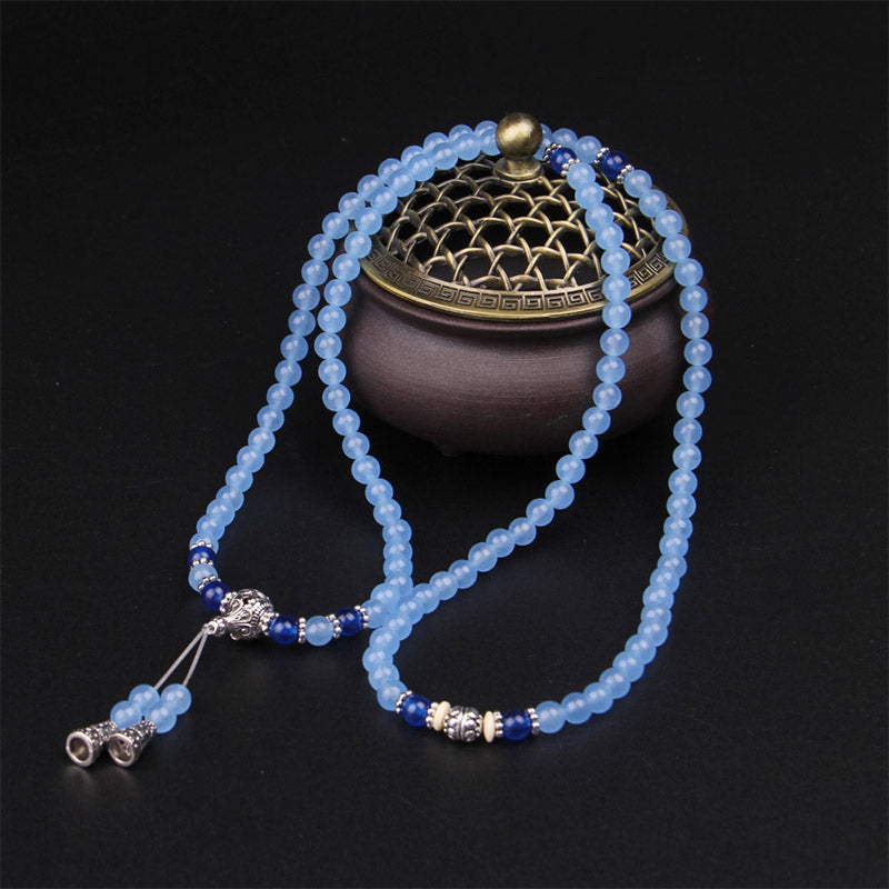Blue Crystal 108-Bead Mala Bracelet — product view 3