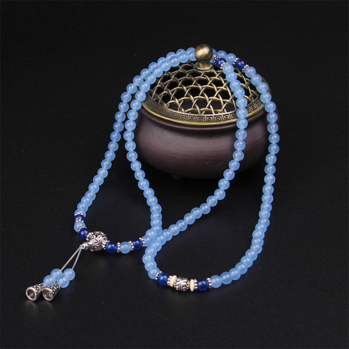 Blue Crystal 108-Bead Mala Bracelet — product view 3