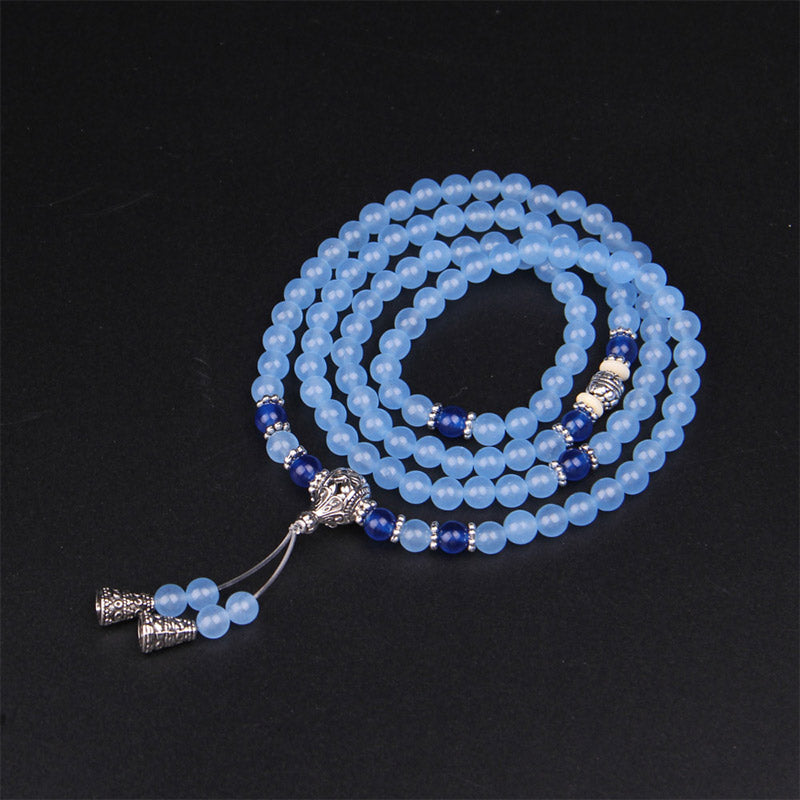 Blue Crystal 108-Bead Mala Bracelet — product view 4