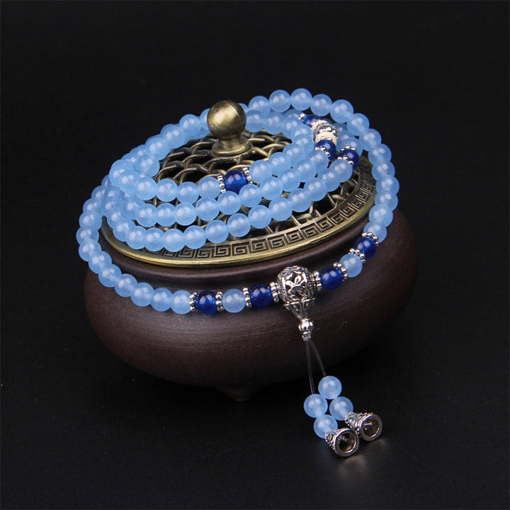 Blue Crystal 108-Bead Mala Bracelet — product view 5