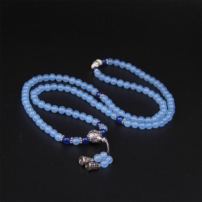 Blue Crystal 108-Bead Mala Bracelet — product view 7