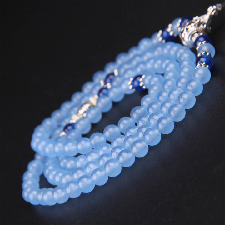Blue Crystal 108-Bead Mala Bracelet — product view 8