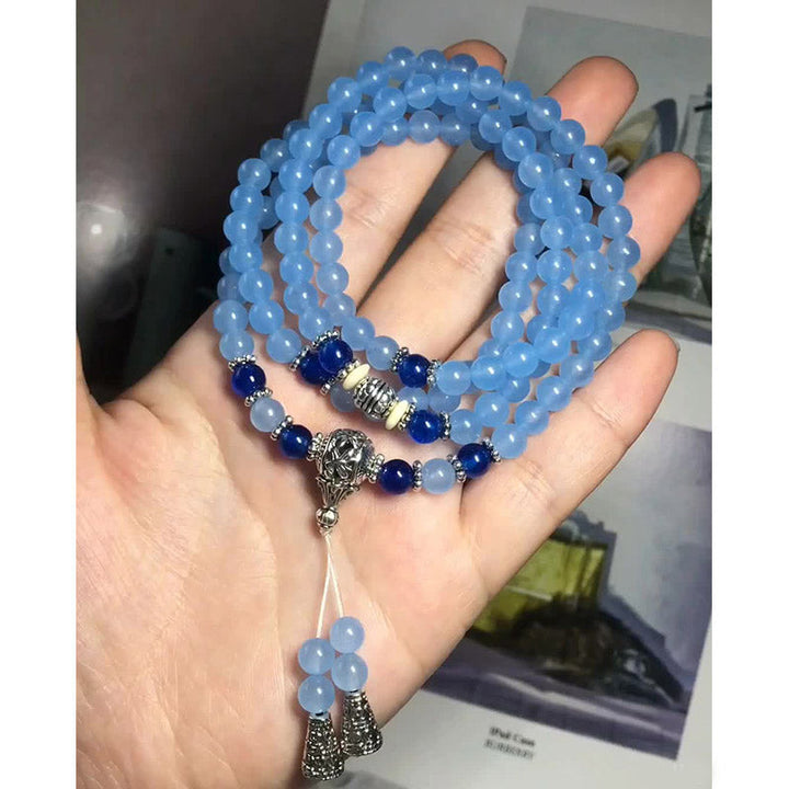 Blue Crystal 108-Bead Mala Bracelet — product view 10