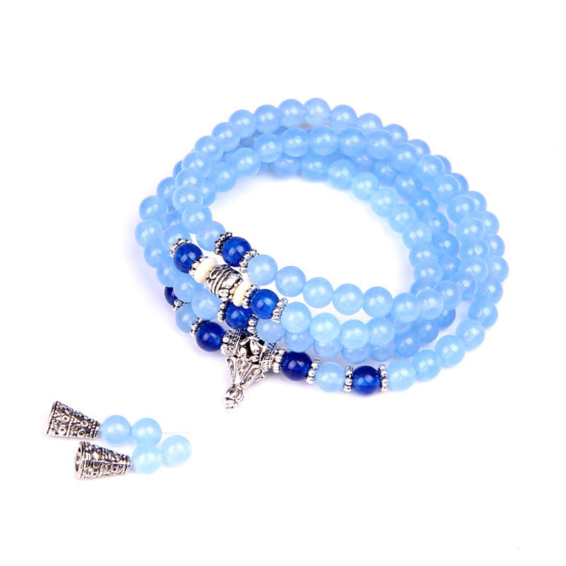 Blue Crystal 108-Bead Mala Bracelet — product view 11