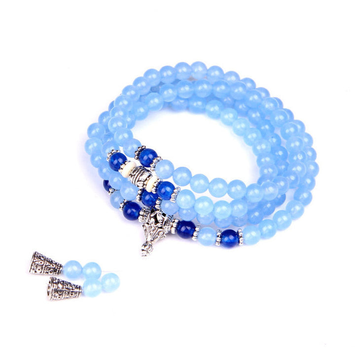Blue Crystal 108-Bead Mala Bracelet — product view 11