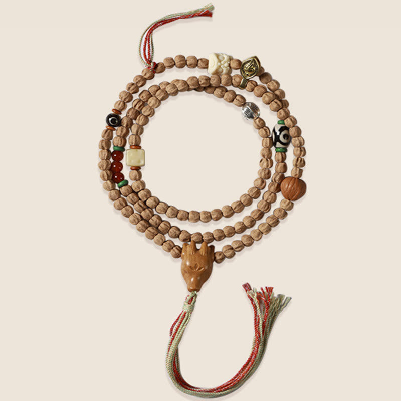 Bodhi Seed Red Agate Deer Head 108-Bead Mala Bracelet — product view 14