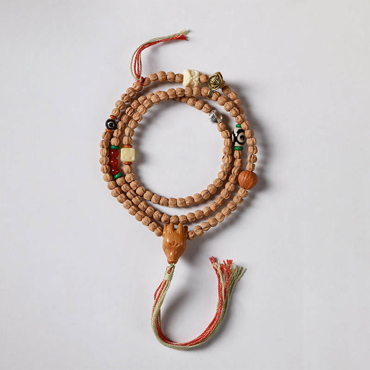 Bodhi Seed Red Agate Deer Head 108-Bead Mala Bracelet — product view 15