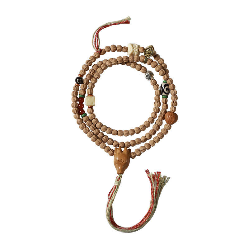 Bodhi Seed Red Agate Deer Head 108-Bead Mala Bracelet — product view 16