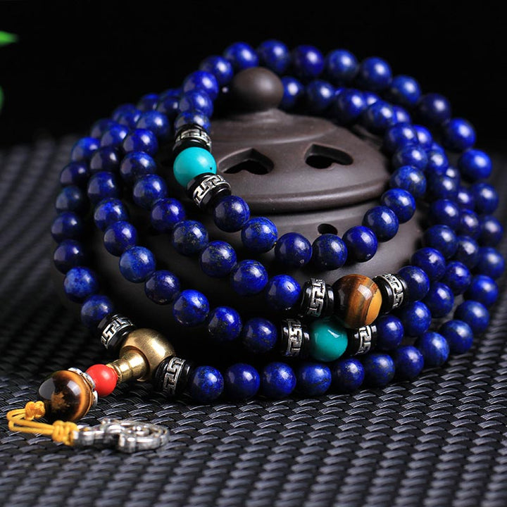Lazurite Lapis Lazuli 108-Bead Mala Bracelet — product view 2