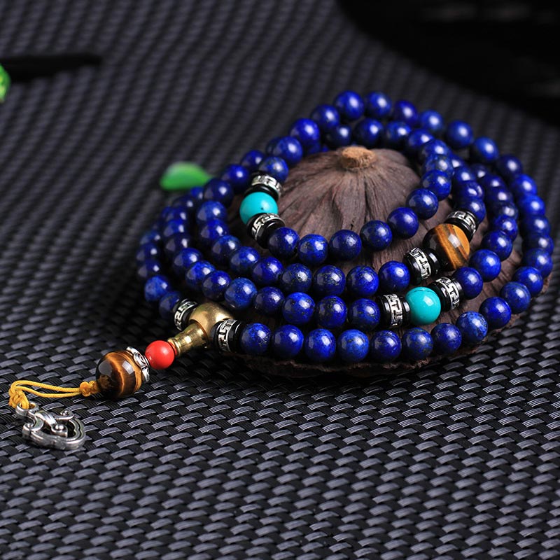 Lazurite Lapis Lazuli 108-Bead Mala Bracelet — product view 3