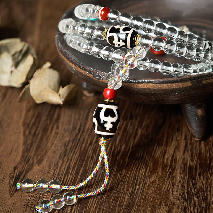 Liuli Crystal Dzi Bead Agate 108-Bead Mala — product view 5