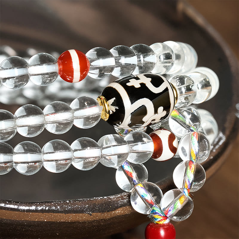 Liuli Crystal Dzi Bead Agate 108-Bead Mala — product view 6
