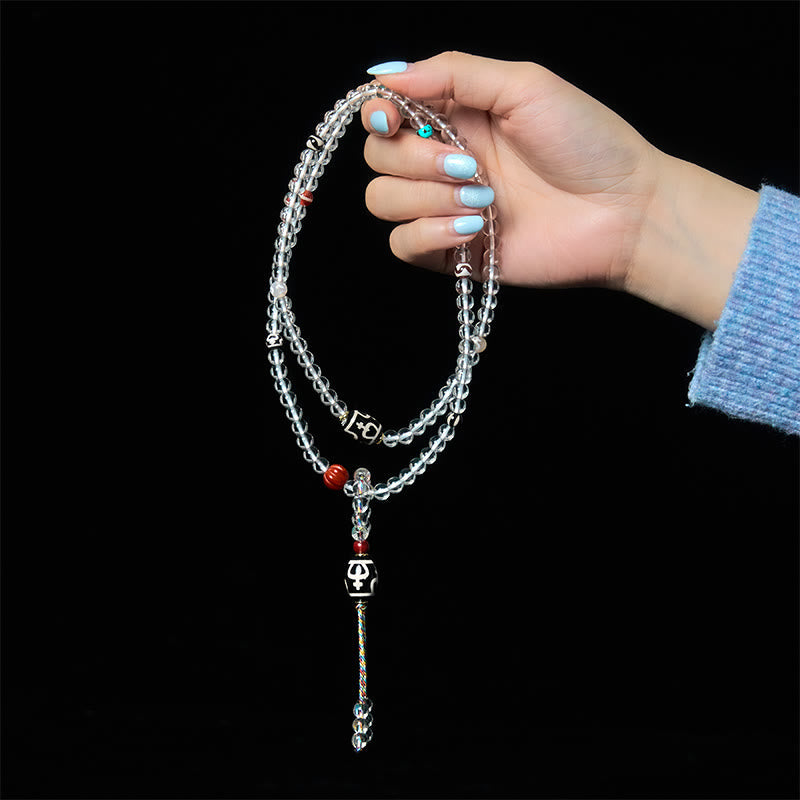 Liuli Crystal Dzi Bead Agate 108-Bead Mala — product view 8
