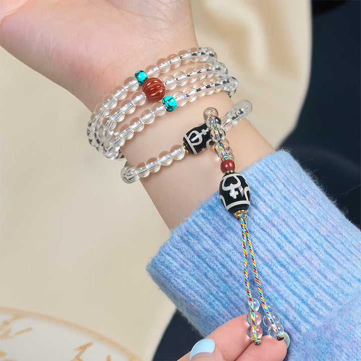 Liuli Crystal Dzi Bead Agate 108-Bead Mala — product view 10