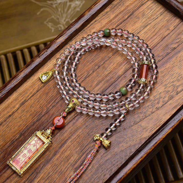 Liuli Crystal Dzi Bead Agate 108-Bead Mala — product view 12