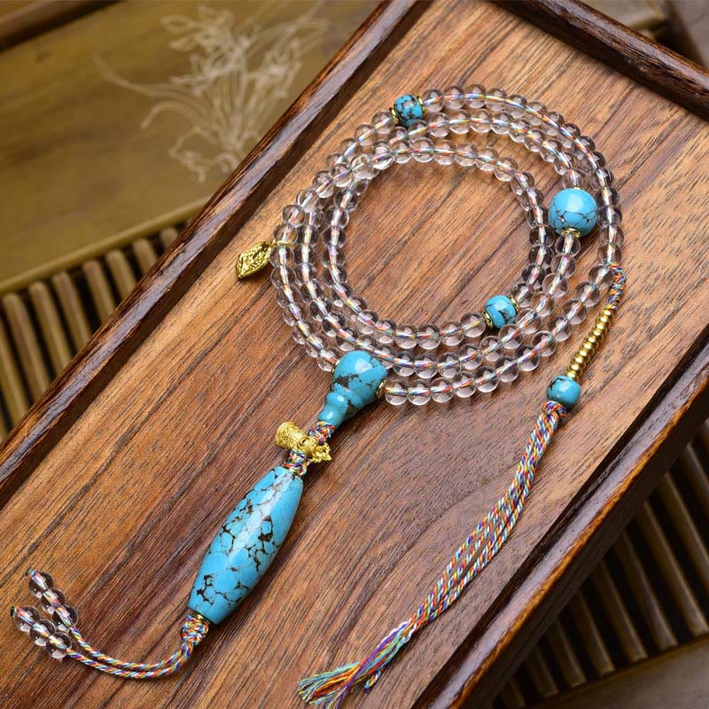 Liuli Crystal Dzi Bead Agate 108-Bead Mala — product view 13