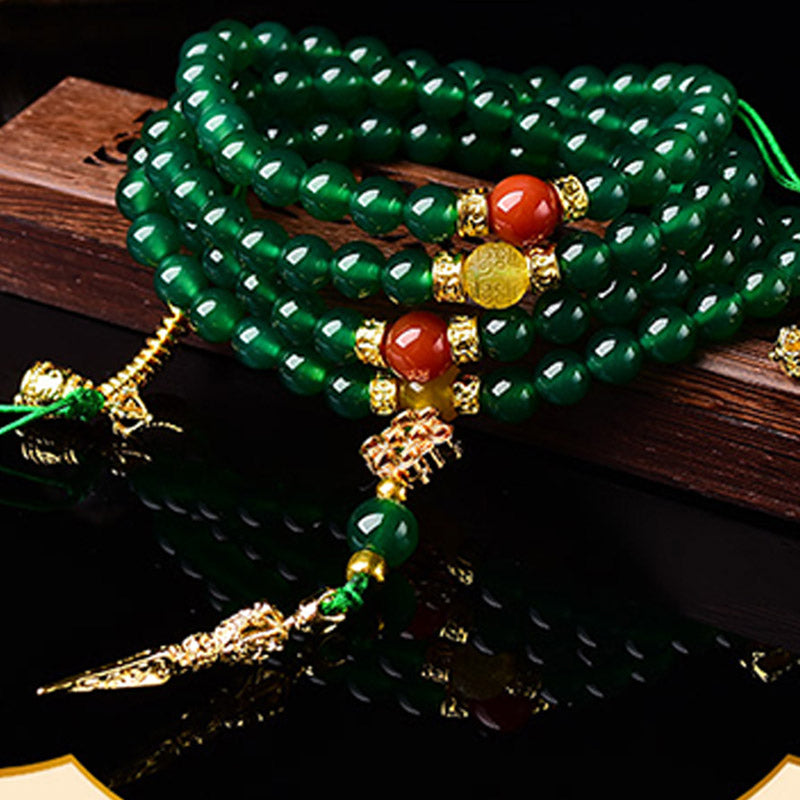 Green Agate 108-Bead Mala Bracelet — main product view